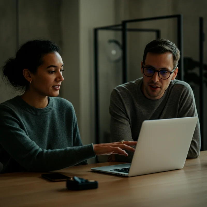 Two professionals working closely together, representing trusted collaboration and lasting results through senior expertise